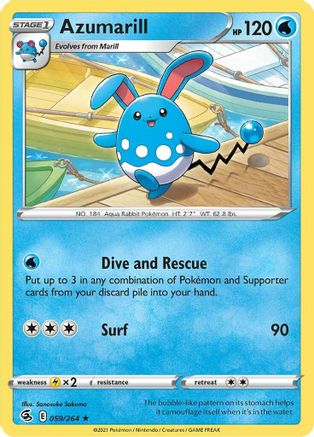 Image of Azumarill 059/264  - Reverse Holofoil SWSH08 Fusion Strike - Rare
