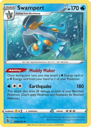 Image of Swampert 064/264  - Reverse Holofoil SWSH08 Fusion Strike - Holo Rare
