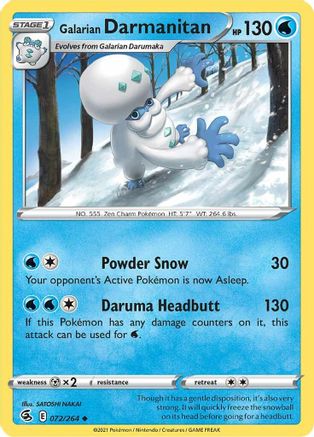 Image of Galarian Darmanitan 072/264  SWSH08 Fusion Strike - Uncommon