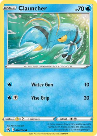 Image of Clauncher 074/264  - Reverse Holofoil SWSH08 Fusion Strike - Common