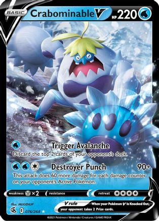 Image of Crabominable V 076/264  - Holofoil SWSH08 Fusion Strike - Ultra Rare