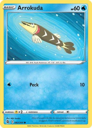 Image of Arrokuda 082/264  - Reverse Holofoil SWSH08 Fusion Strike - Common