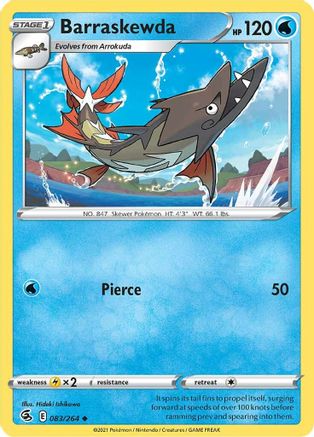 Image of Barraskewda 083/264  - Reverse Holofoil SWSH08 Fusion Strike - Uncommon