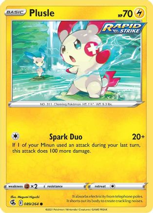 Image of Plusle 089/264  - Reverse Holofoil SWSH08 Fusion Strike - Common