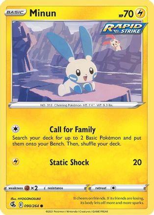 Image of Minun 090/264  SWSH08 Fusion Strike - Common