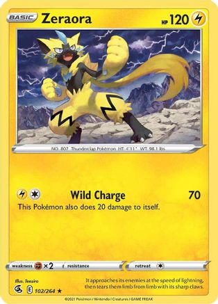 Image of Zeraora 102/264  - Reverse Holofoil SWSH08 Fusion Strike - Rare