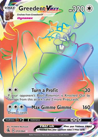 Image of Greedent VMAX (Secret) 272/264  - Holofoil SWSH08 Fusion Strike - Secret Rare