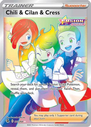 Image of Chili & Cilan & Cress (Secret) 273/264  - Holofoil SWSH08 Fusion Strike - Secret Rare