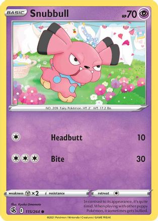 Image of Snubbull 115/264  - Reverse Holofoil SWSH08 Fusion Strike - Common