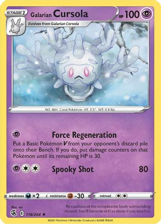 Image of Galarian Cursola 118/264  - Reverse Holofoil SWSH08 Fusion Strike - Rare