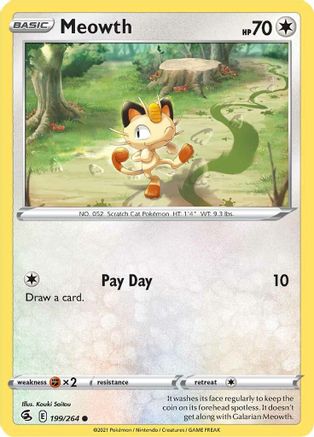 Image of Meowth 199/264  SWSH08 Fusion Strike - Common