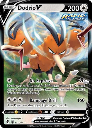 Image of Dodrio V 201/264  - Holofoil SWSH08 Fusion Strike - Ultra Rare