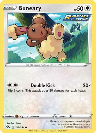 Image of Buneary 212/264  - Reverse Holofoil SWSH08 Fusion Strike - Common