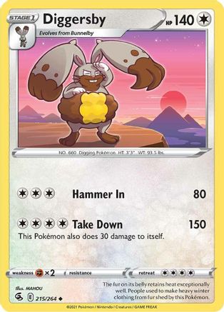Image of Diggersby 215/264  - Reverse Holofoil SWSH08 Fusion Strike - Uncommon