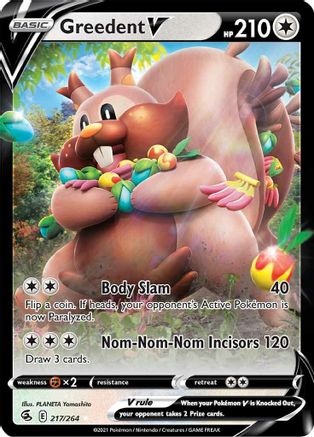 Image of Greedent V 217/264  - Holofoil SWSH08 Fusion Strike - Ultra Rare