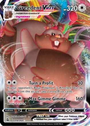 Image of Greedent VMAX 218/264  - Holofoil SWSH08 Fusion Strike - Ultra Rare