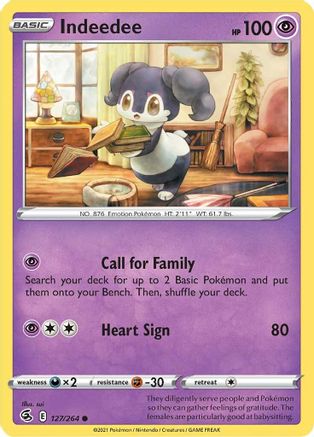 Image of Indeedee 127/264  - Reverse Holofoil SWSH08 Fusion Strike - Common