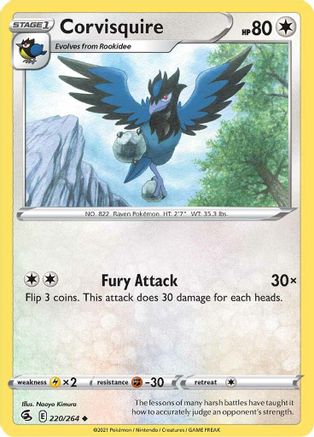 Image of Corvisquire 220/264  SWSH08 Fusion Strike - Uncommon
