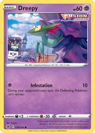 Image of Dreepy 128/264  - Reverse Holofoil SWSH08 Fusion Strike - Common