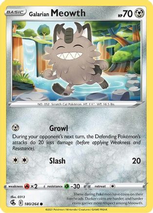 Image of Galarian Meowth 180/264  SWSH08 Fusion Strike - Common