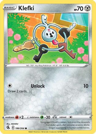 Image of Klefki 186/264  - Reverse Holofoil SWSH08 Fusion Strike - Common