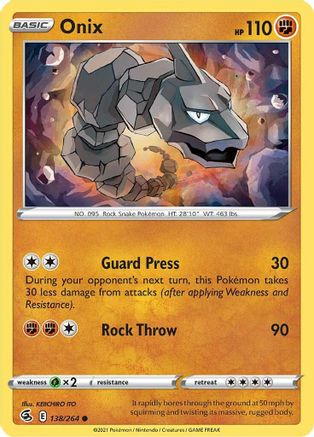 Image of Onix 138/264  - Reverse Holofoil SWSH08 Fusion Strike - Common