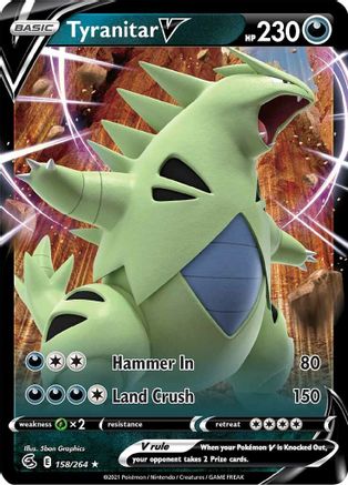 Image of Tyranitar V 158/264  - Holofoil SWSH08 Fusion Strike - Ultra Rare