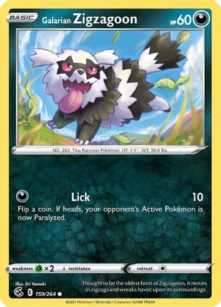 Image of Galarian Zigzagoon 159/264  SWSH08 Fusion Strike - Common