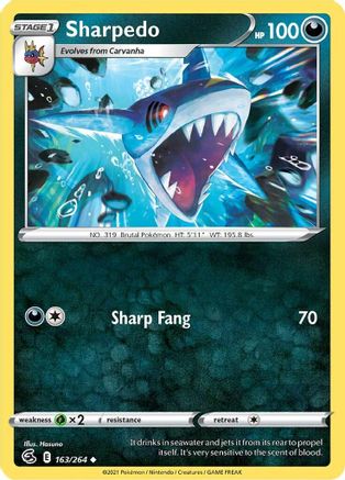 Image of Sharpedo 163/264  SWSH08 Fusion Strike - Uncommon