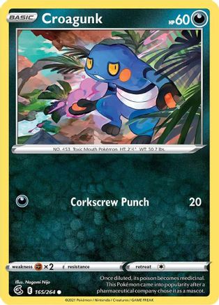 Image of Croagunk 165/264  - Reverse Holofoil SWSH08 Fusion Strike - Common