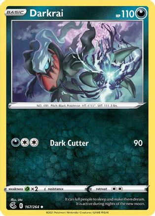 Image of Darkrai 167/264  - Reverse Holofoil SWSH08 Fusion Strike - Uncommon