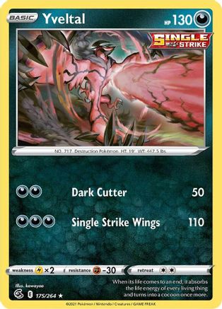 Image of Yveltal 175/264  - Reverse Holofoil SWSH08 Fusion Strike - Rare