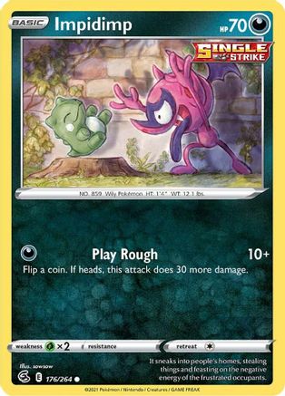 Image of Impidimp 176/264  - Reverse Holofoil SWSH08 Fusion Strike - Common