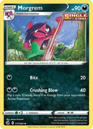 Image of Morgrem 177/264  - Reverse Holofoil SWSH08 Fusion Strike - Uncommon