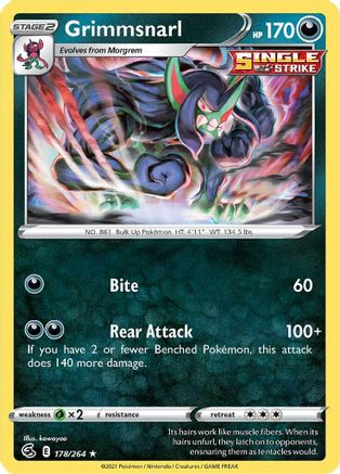 Image of Grimmsnarl 178/264  - Holofoil SWSH08 Fusion Strike - Holo Rare