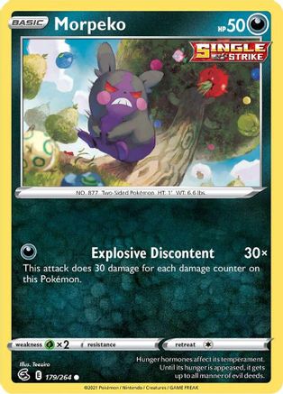 Image of Morpeko (179) 179/264  - Reverse Holofoil SWSH08 Fusion Strike - Common