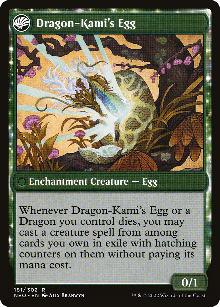 Image of The Dragon-Kami Reborn (NEO-181) - Kamigawa: Neon Dynasty: (fandfc, enchantment) Foil