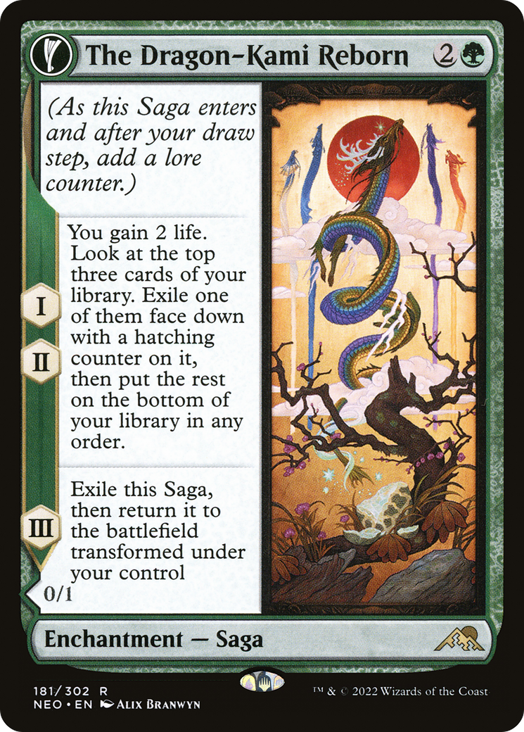 Image of The Dragon-Kami Reborn (NEO-181) - Kamigawa: Neon Dynasty: (fandfc, enchantment) Foil