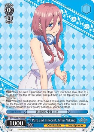 Image of Pure and Innocent, Miku Nakano (5HY/W83-PE03 PR) - The Quintessential Quintuplets