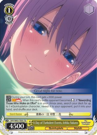 Image of A Day of Turbulent Events, Ichika Nakano (5HY/W83-TE05 TD) - The Quintessential Quintuplets