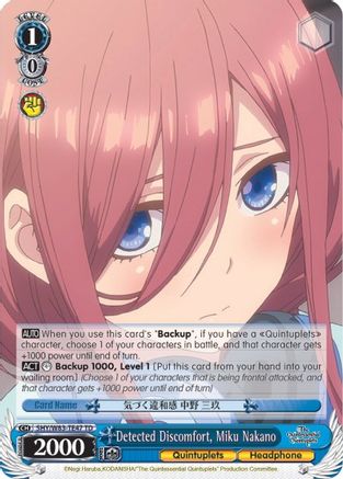 Image of Detected Discomfort, Miku Nakano (5HY/W83-TE47 TD) - The Quintessential Quintuplets