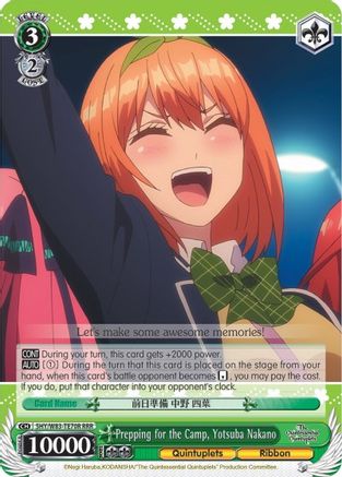 Image of Prepping for the Camp, Yotsuba Nakano (RRR) (5HY/W83-TE70R RRR) - The Quintessential Quintuplets