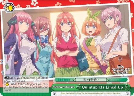 Image of Quintuplets Lined Up (Green) - 5HY/W83-TE80 (5HY/W83-TE80 TD) - The Quintessential Quintuplets