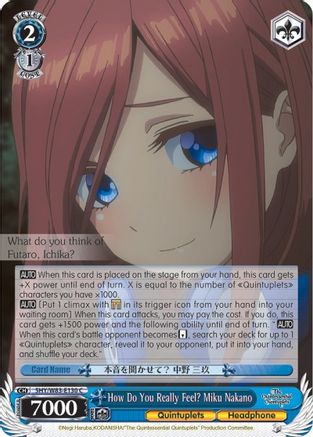 Image of How Do You Really Feel? Miku Nakano (5HY/W83-E130 C) - The Quintessential Quintuplets