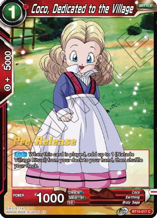 Image of Coco, Dedicated to the Village (BT15-017) - Saiyan Showdown PreRelease Cards