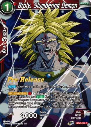 Image of Broly, Slumbering Demon (BT15-022) - Saiyan Showdown PreRelease Cards
