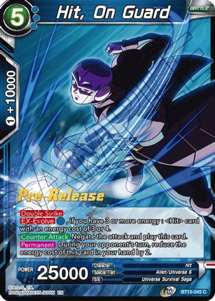 Image of Hit, On Guard (BT15-045) - Saiyan Showdown PreRelease Cards
