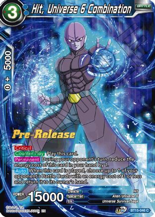 Image of Hit, Universe 6 Combination (BT15-046) - Saiyan Showdown PreRelease Cards