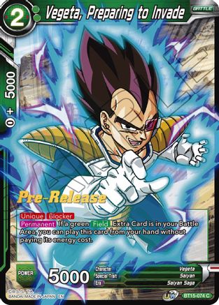 Image of Vegeta, Preparing to Invade (BT15-074) - Saiyan Showdown PreRelease Cards