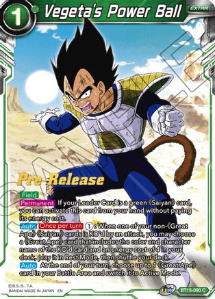 Image of Vegeta's Power Ball (BT15-090) - Saiyan Showdown PreRelease Cards